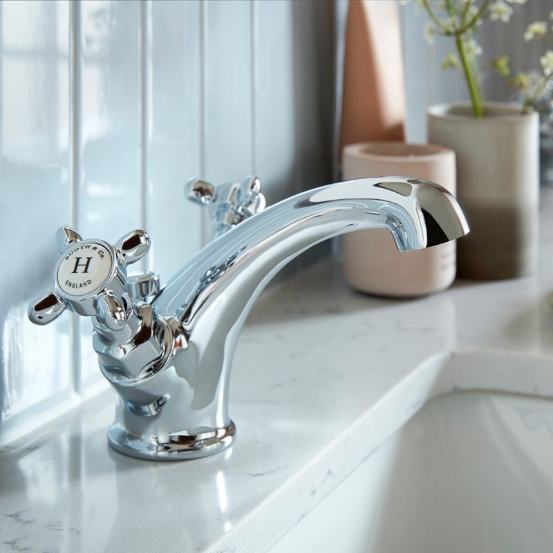 Axbridge Mono Basin Mixer + Pop-Up Waste, Cross Handles