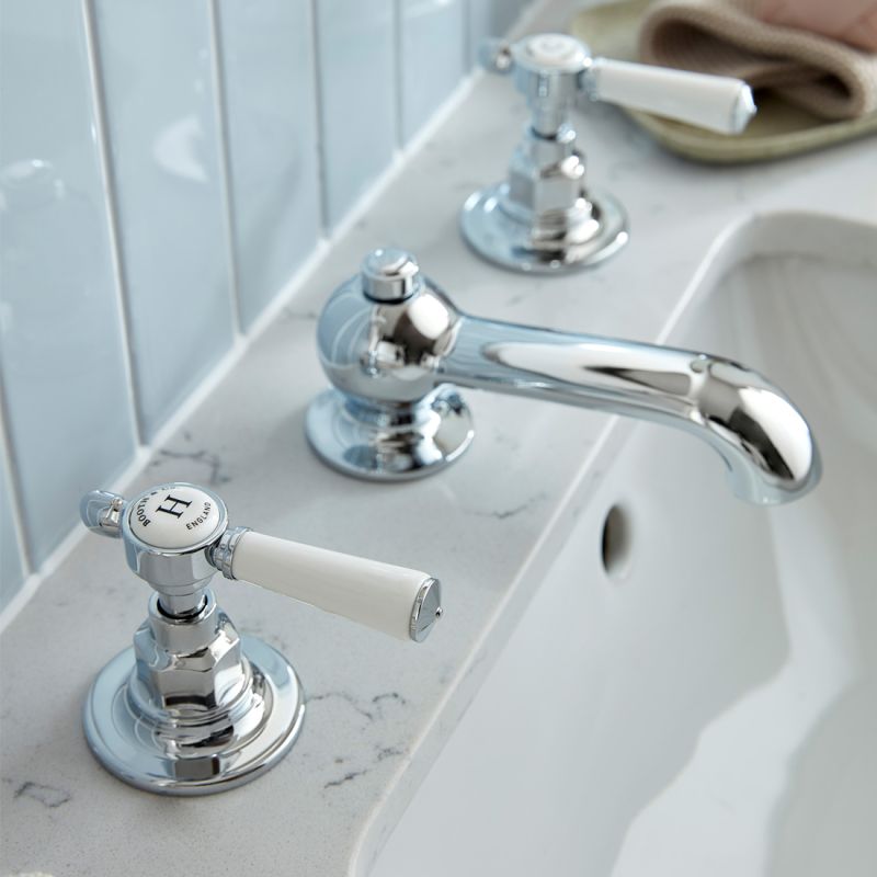 Axbridge 3 Hole Basin Mixer Tap + Pop-Up Waste, Lever Handles