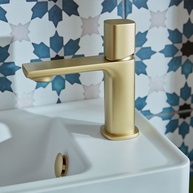 Leverless Mini Mono Basin Mixer Tap For Low Pressure Systems and Universal Waste