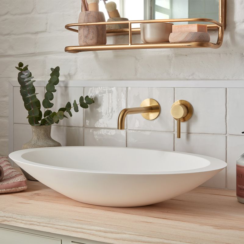 Origins Knurled Wall Mounted Basin Mixer 180mm Spout