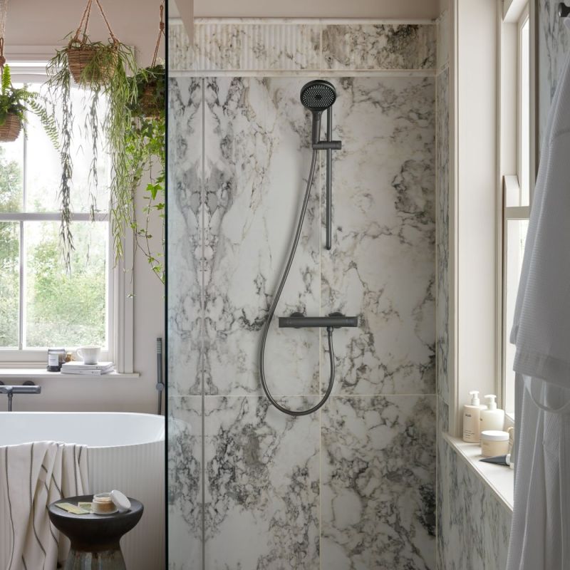 Safari Leverless Exposed Wall Mounted Thermostatic Shower Package with Multi-Function Slide Rail Kit