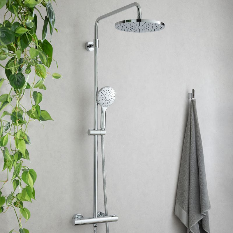 Adjustable Thermostatic Shower Column 250mm Shower Head and Single Function Handset