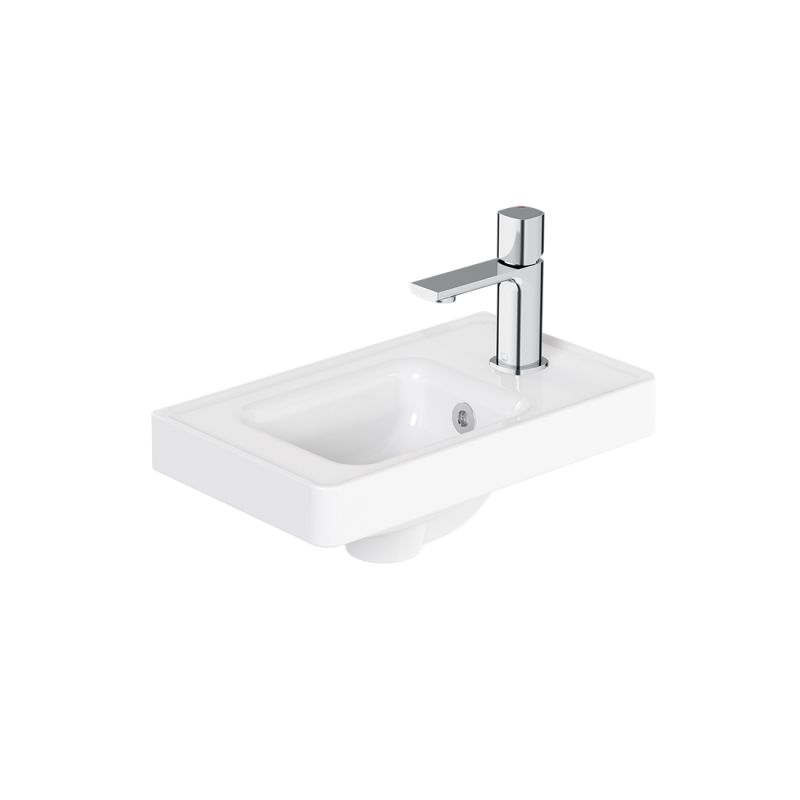 Cameo Ceramic Cloakroom Basin, Right Tap Hole, 400mm