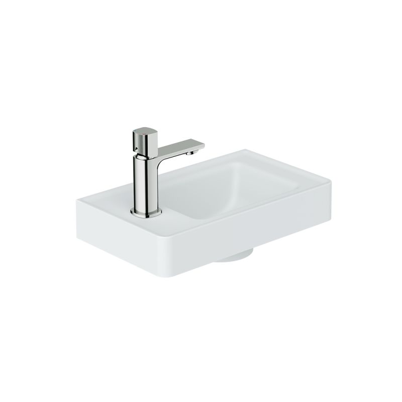Cameo Mineral Cast Cloakroom Basin, Left Tap Hole, 400mm