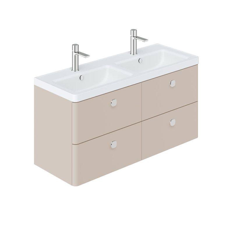 Cameo by VADO 1200mm wall hung double bathroom vanity unit with 4 drawers, finished in stone grey.
