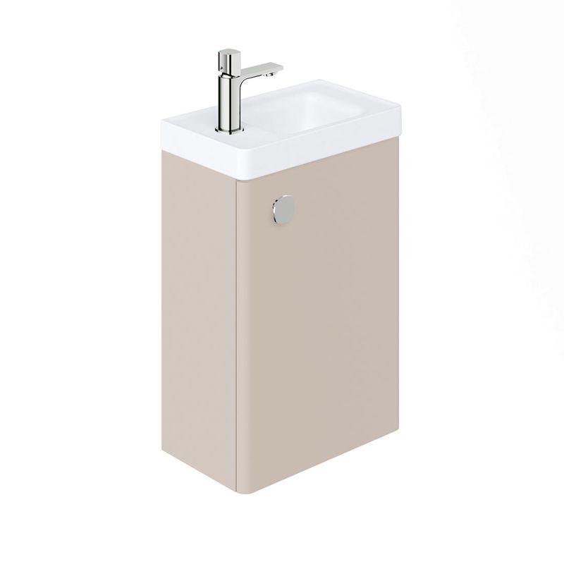 Cameo by VADO 400mm wall hung cloakroom unit, with reversible door in stone grey. 