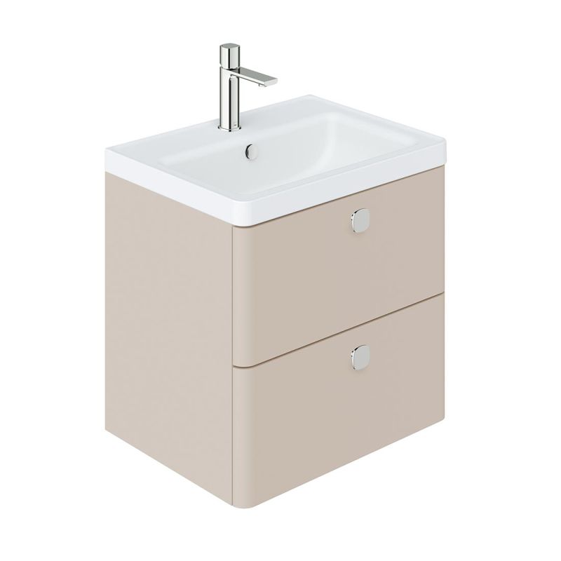 Cameo by VADO 600mm wall hung bathroom vanity unit with 2 drawers, finished in stone grey.