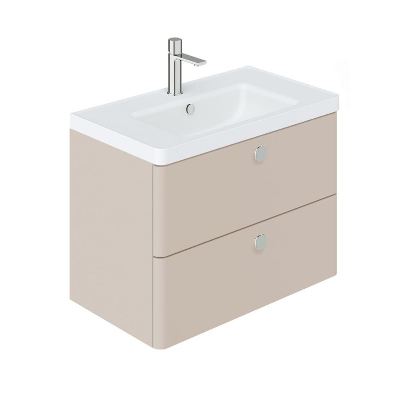 Cameo by VADO 800mm wall hung bathroom vanity unit with 2 drawers, finished in stone grey.