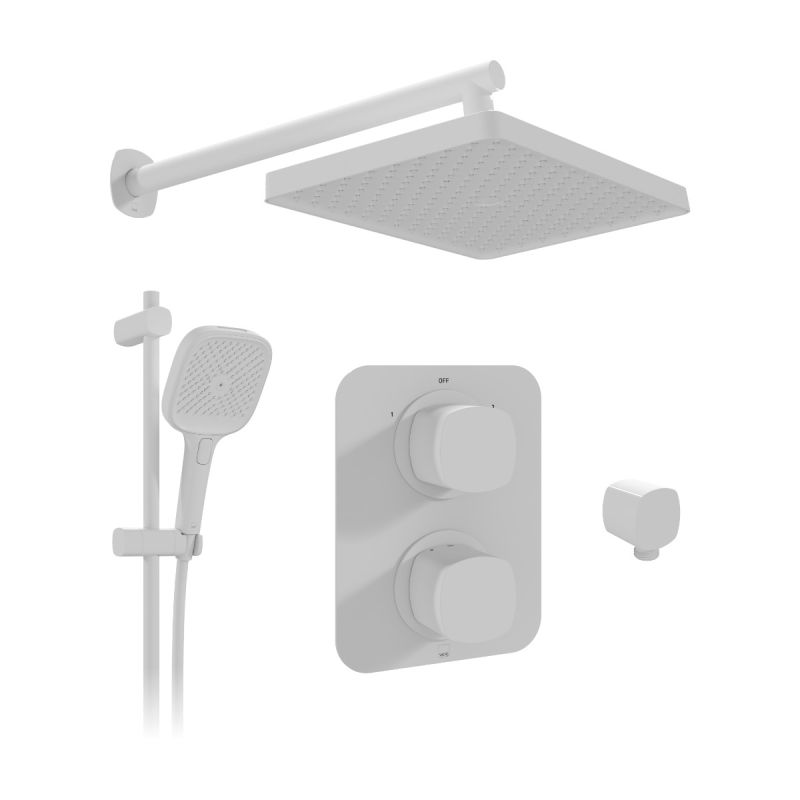 Cameo Concealed Thermostatic Showering Package with Multi Function Slide Rail Kit, 2 Outlet