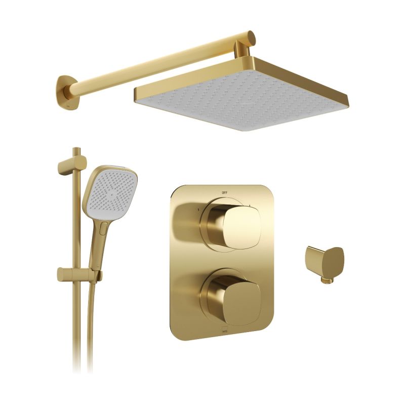 Cameo Concealed Thermostatic Showering Package with Multi Function Slide Rail Kit, 2 Outlet