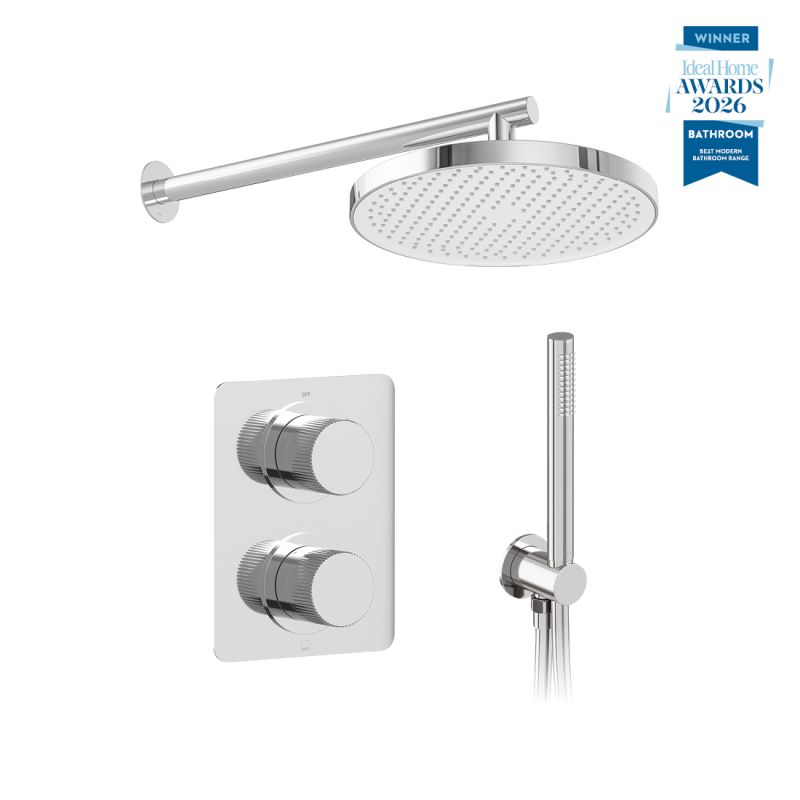 Safari Leverless Two Outlet Concealed Thermostatic Shower Package with Mini Kit, finished in matt black.