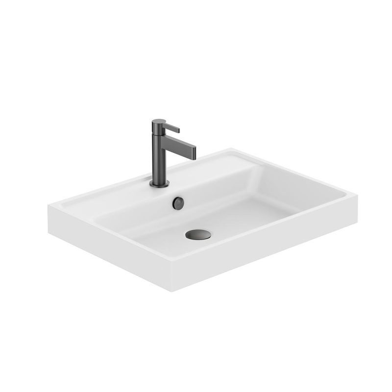 Groove by VADO 600mm mineral cast inset basin, finished in an ultra matt arctic white finish.