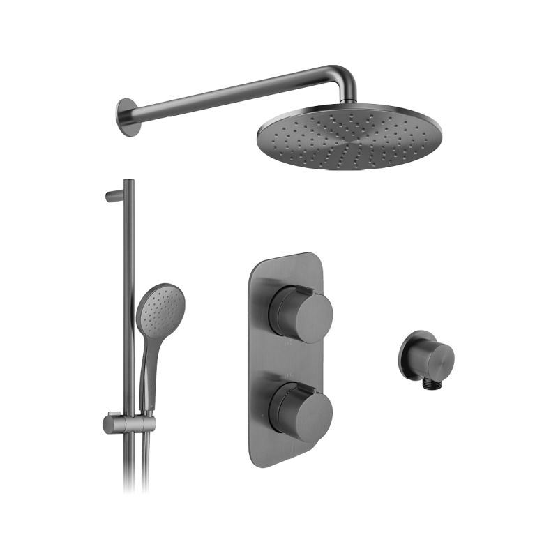 Tablet Altitude Concealed Thermostatic Showering Package with Single Function Slide Rail Kit, 2 Outlet