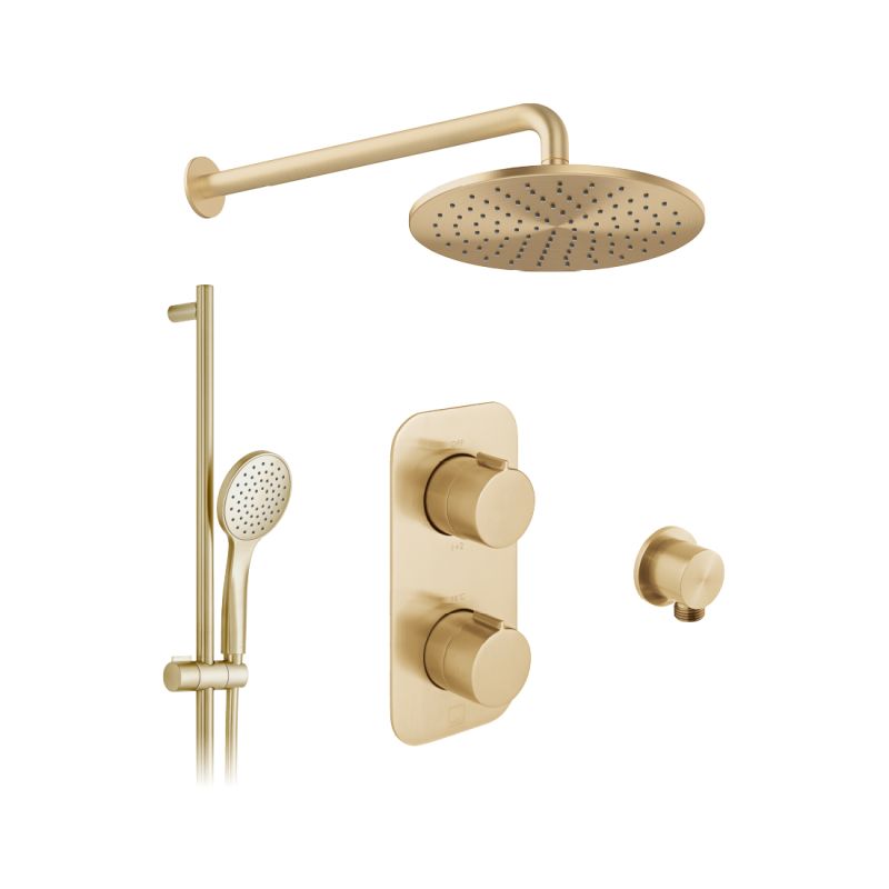 Tablet Altitude Concealed Thermostatic Showering Package with Single Function Slide Rail Kit, 2 Outlet