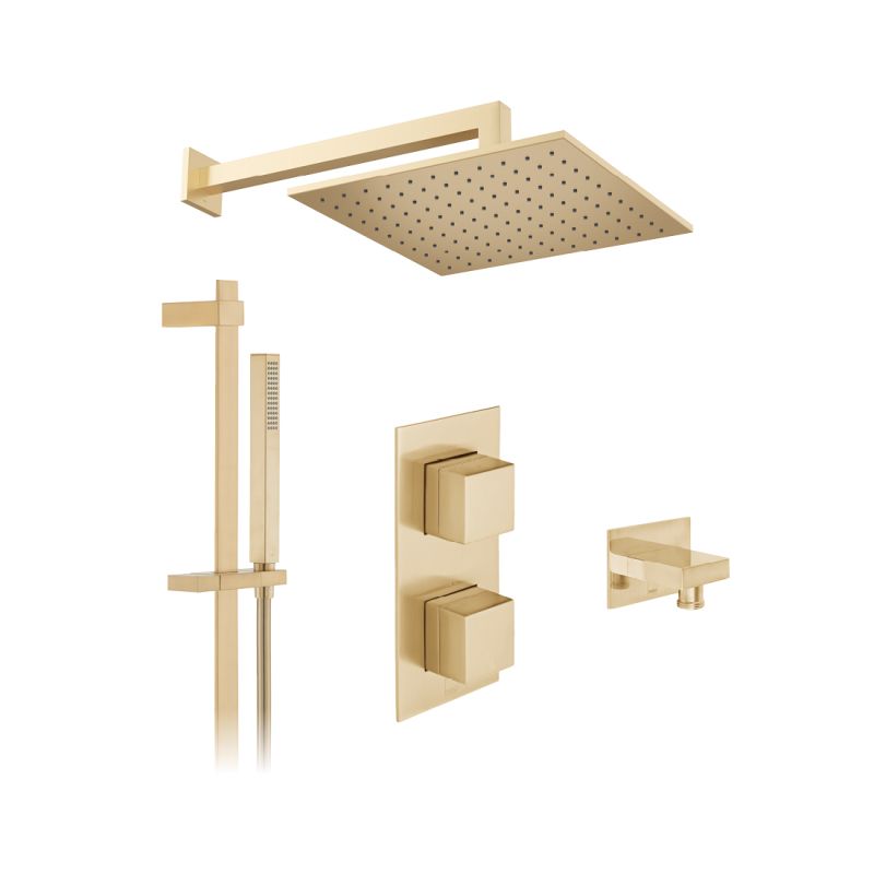 Tablet Notion Concealed Thermostatic Showering Package with Single Function Slide Rail Kit, 2 Outlet