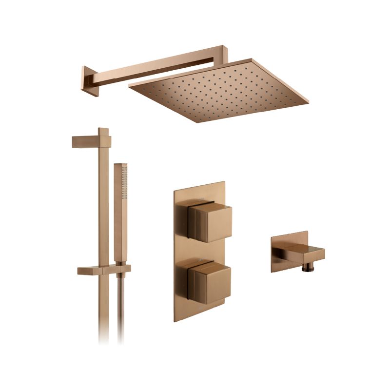 Tablet Notion Concealed Thermostatic Showering Package with Single Function Slide Rail Kit, 2 Outlet
