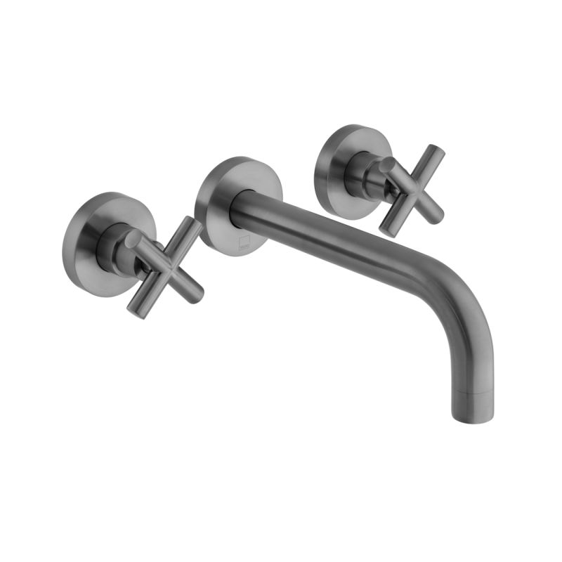 Elements 3 Hole Wall Mounted Basin Mixer Tap, 200mm Spout