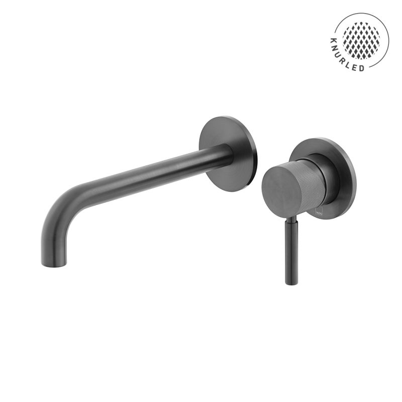 Origins Knurled Wall Mounted Basin Mixer 180mm Spout