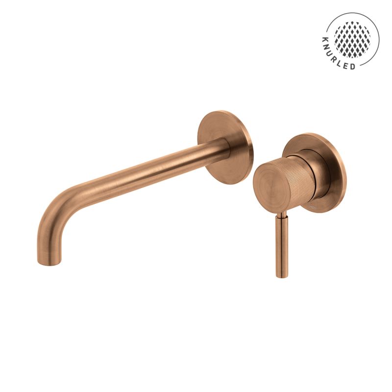 Origins Knurled Wall Mounted Basin Mixer 180mm Spout