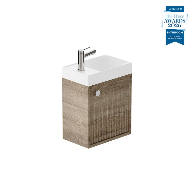 Safari Fluted Wall-Hung Cloakroom Unit, 400mm Left Pull