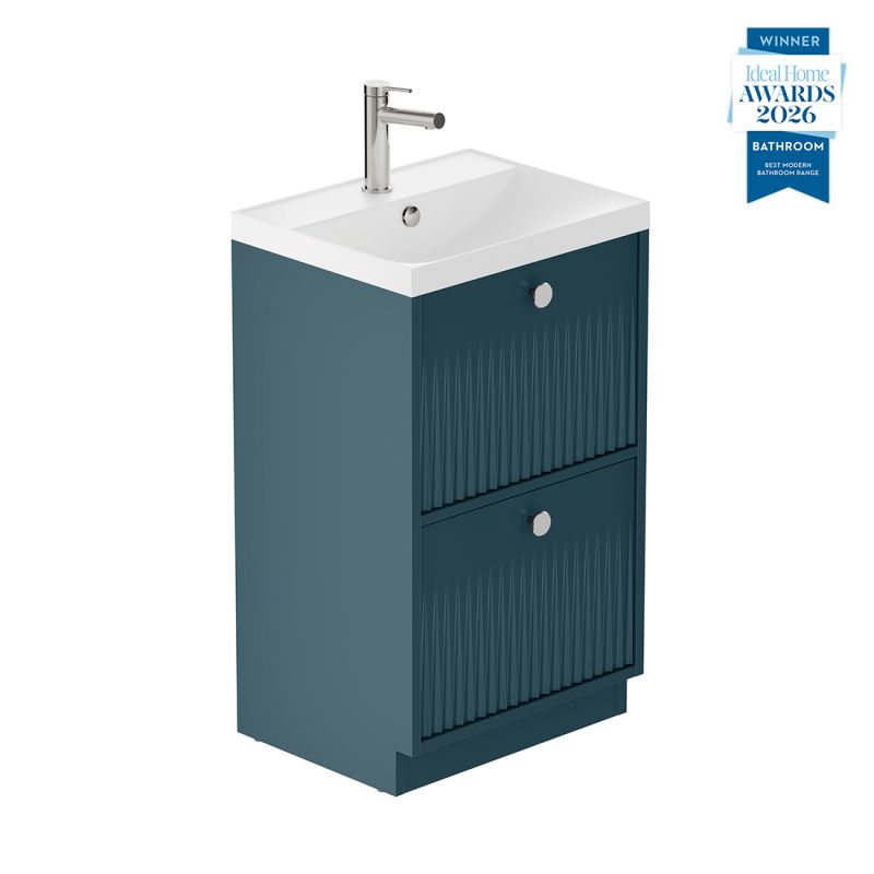 Safari Fluted Floor Mounted Vanity Unit, 500mm