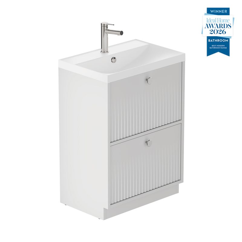 Safari Fluted Floor Mounted Vanity Unit, 600mm 