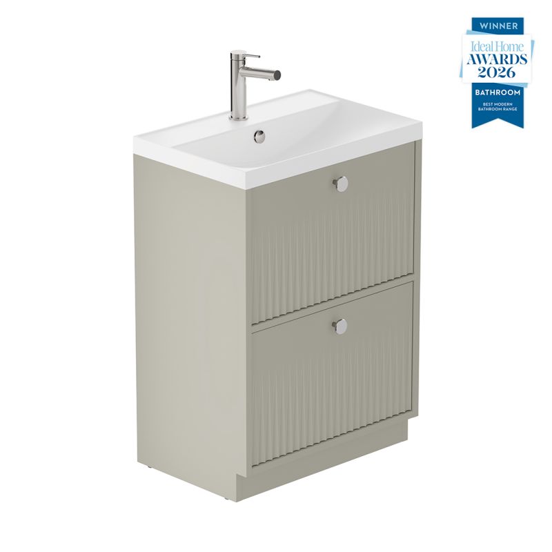 Safari Fluted Floor Mounted Vanity Unit, 600mm 