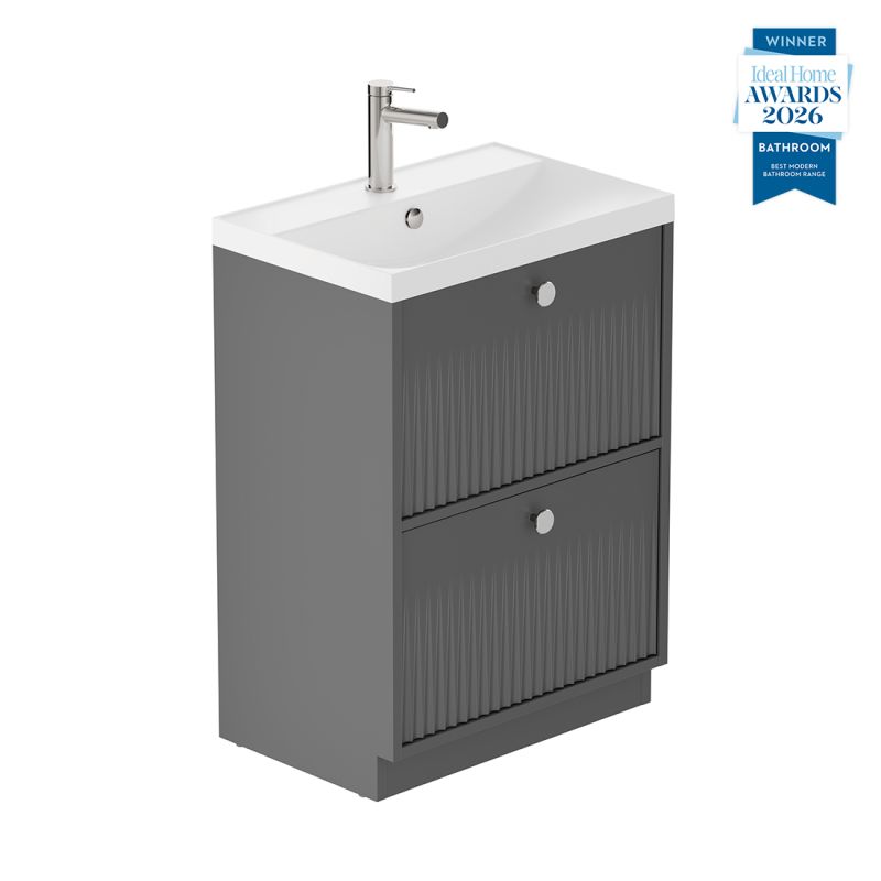 Safari Fluted Floor Mounted Vanity Unit, 600mm 