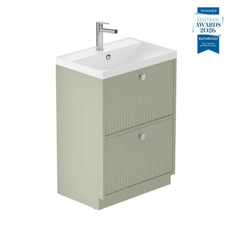 Safari Fluted Floor Mounted Vanity Unit, 600mm 