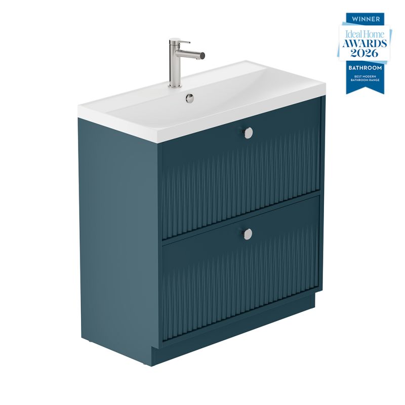 Safari Fluted Floor Mounted Vanity Unit, 800mm
