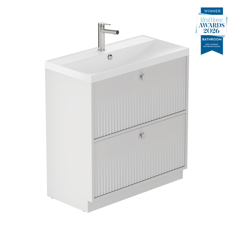 Safari Fluted Floor Mounted Vanity Unit, 800mm