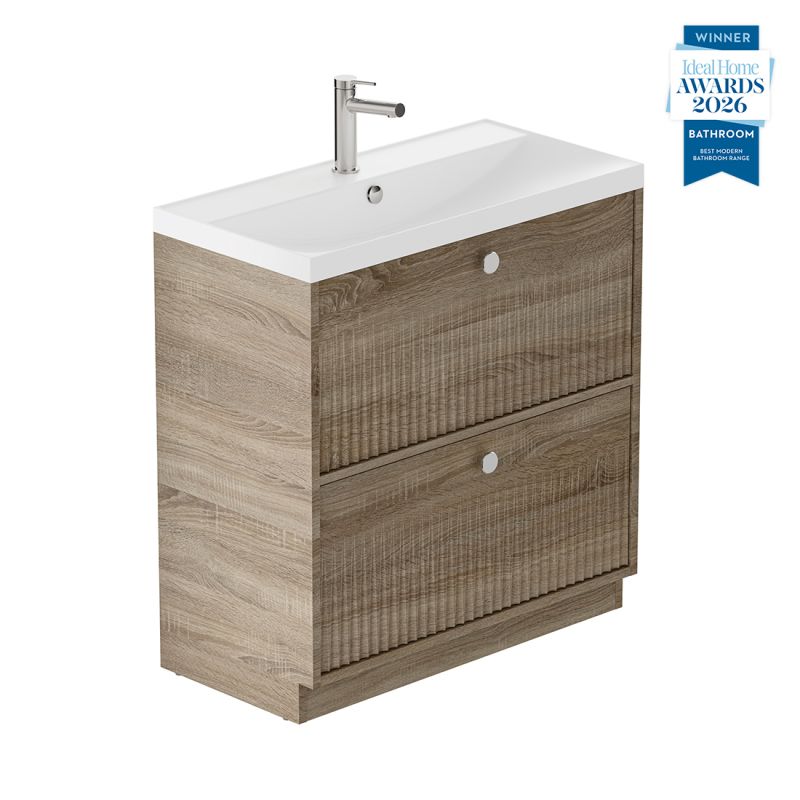 Safari Fluted Floor Mounted Vanity Unit, 800mm