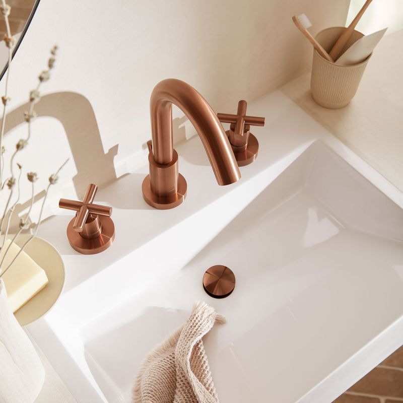 Elements 3 Hole Deck Mounted Basin Mixer with Pop-Up Waste
