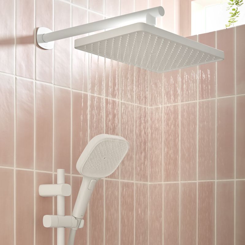 Fixed Rectangular Shower Head with Wall Mounted Arm