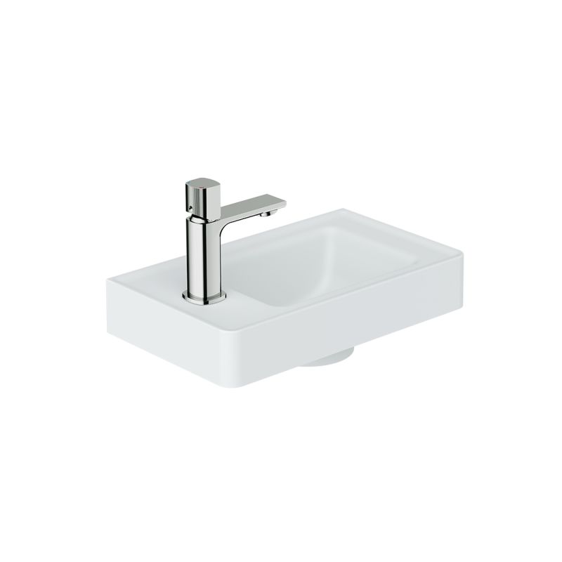 400mm Cloakroom Basin, mineral cast, left tap hole