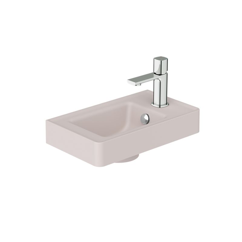 400mm Cloakroom Basin, mineral cast, right tap hole