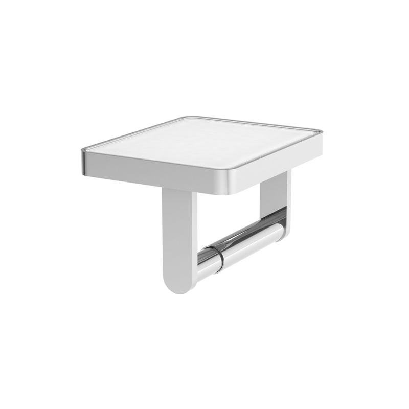 Toilet Roll Holder with White Glass