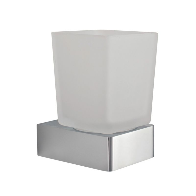 Frosted Glass Tumbler + Holder