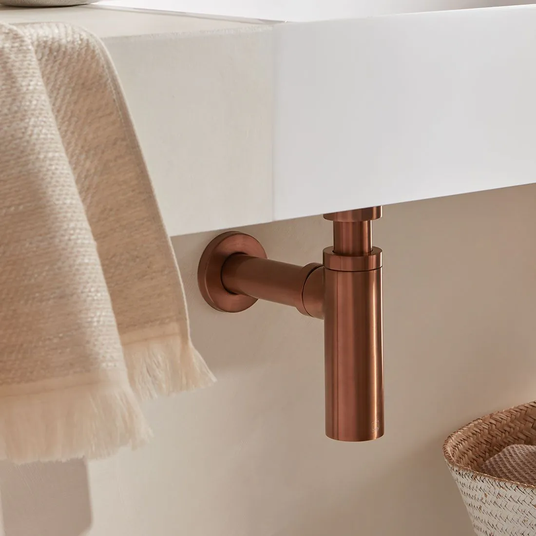 Rose Gold PVD Finishing Bottle Trap Siphon P Trap T Trap for Basin Waste Drainer Drain Tube (ND004 Rose Gold