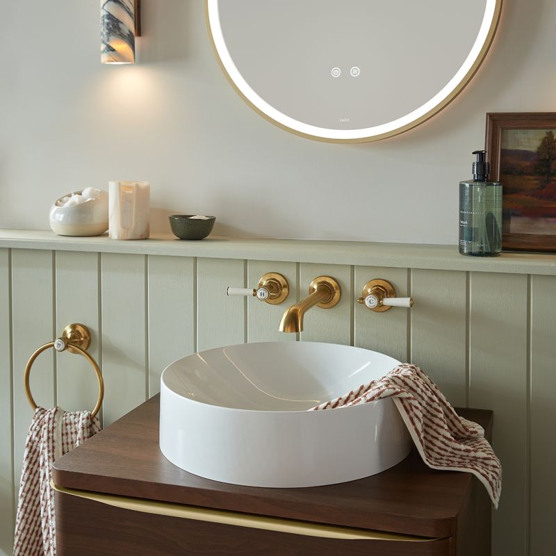 Axbridge Wall Mounted Basin Mixer Tap, Lever Handles