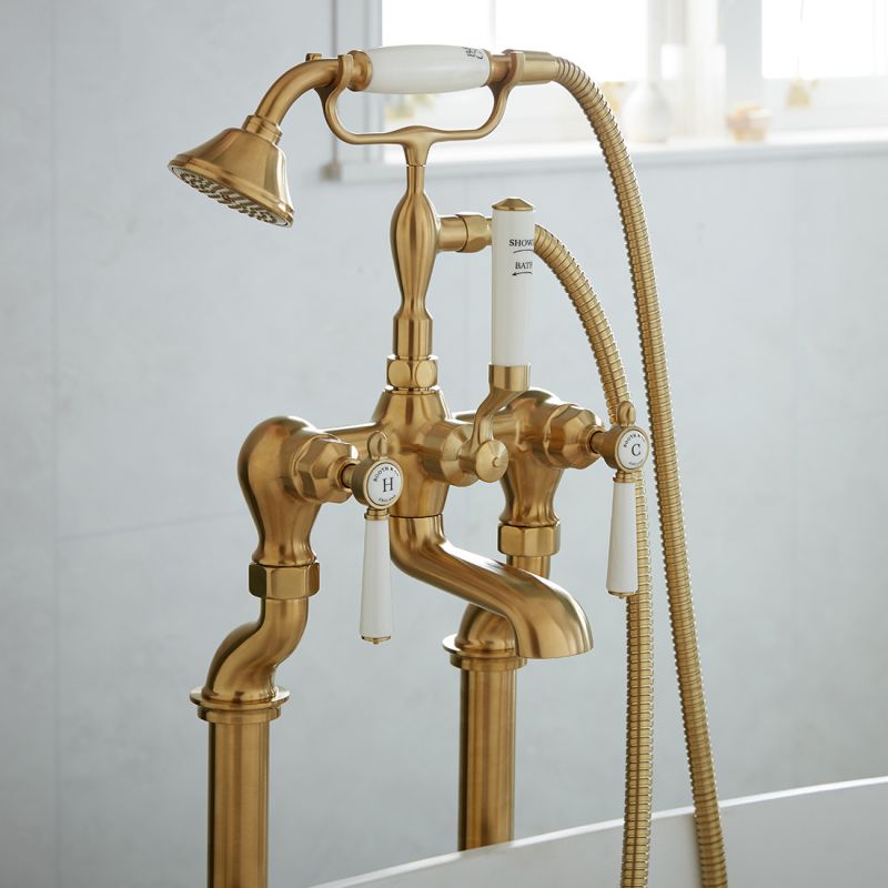 Axbridge Floorstanding Bath Shower Mixer, Lever Handles