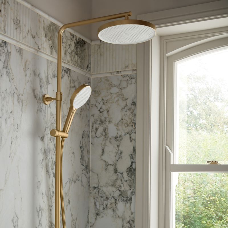 Safari Leverless Wall Mounted Exposed Thermostatic Shower Column and Multi Function Handset