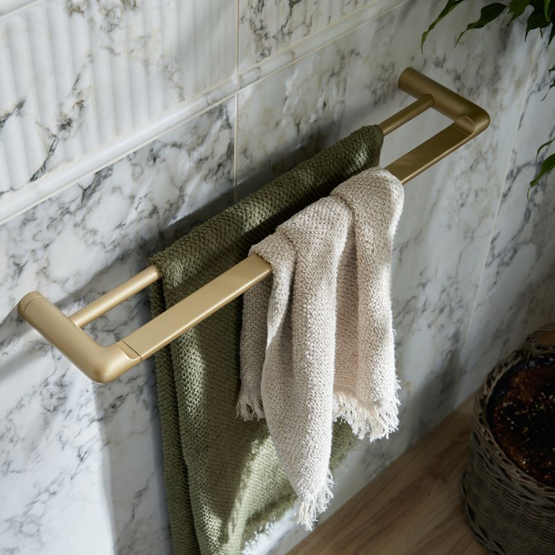 Zoo Brass Double Towel Rail, 600mm