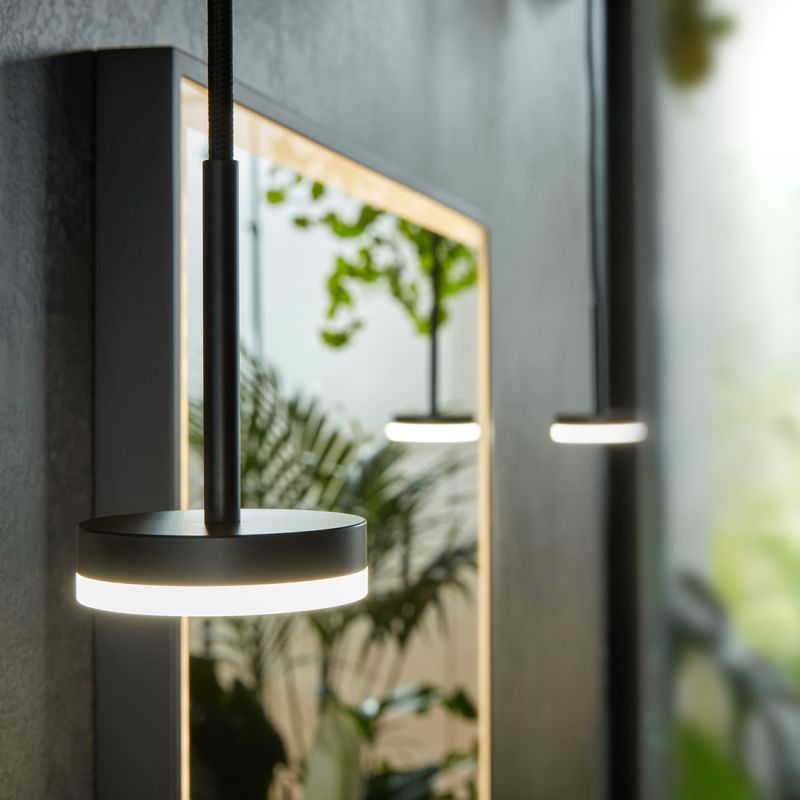 Safari 800mm Wireless Bathroom Mirror and Disc Pendant Light Package