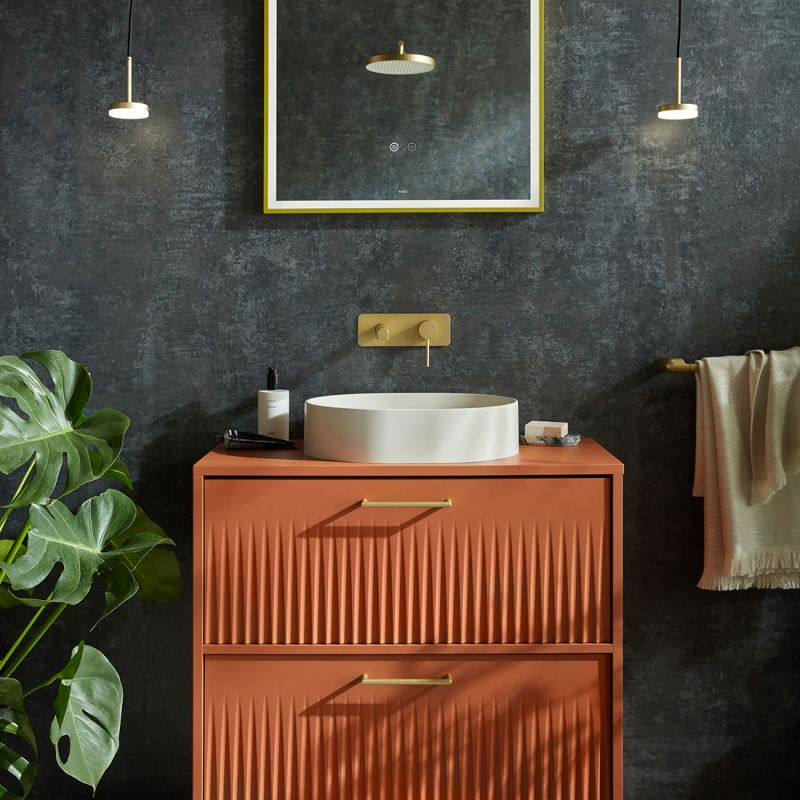 Safari Fluted Floor Mounted Vanity Unit, 800mm