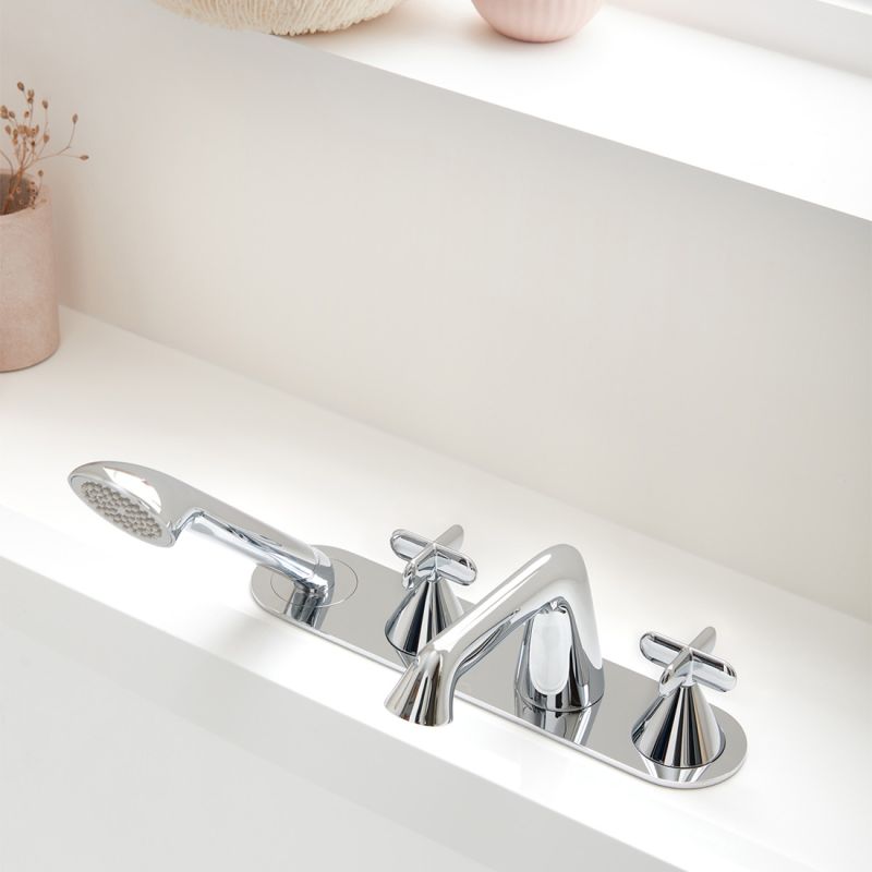 Thermostatic Cross Handle Bath Shower Mixer + Spout