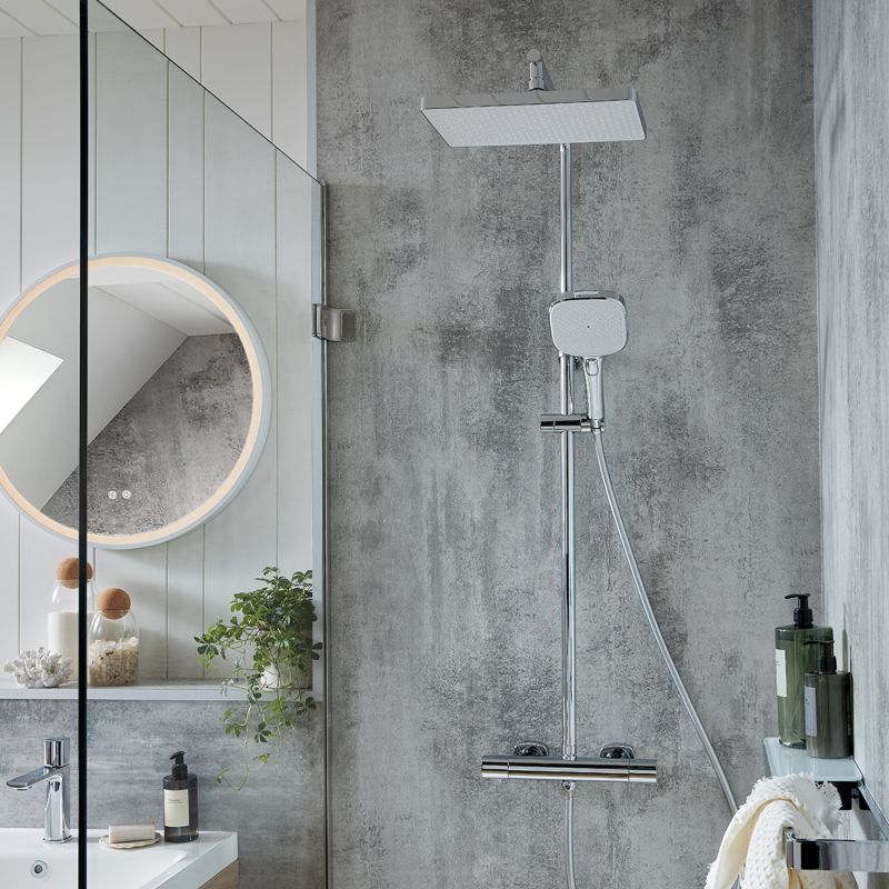 Fixed Rectangular Shower Head with Wall Mounted Arm