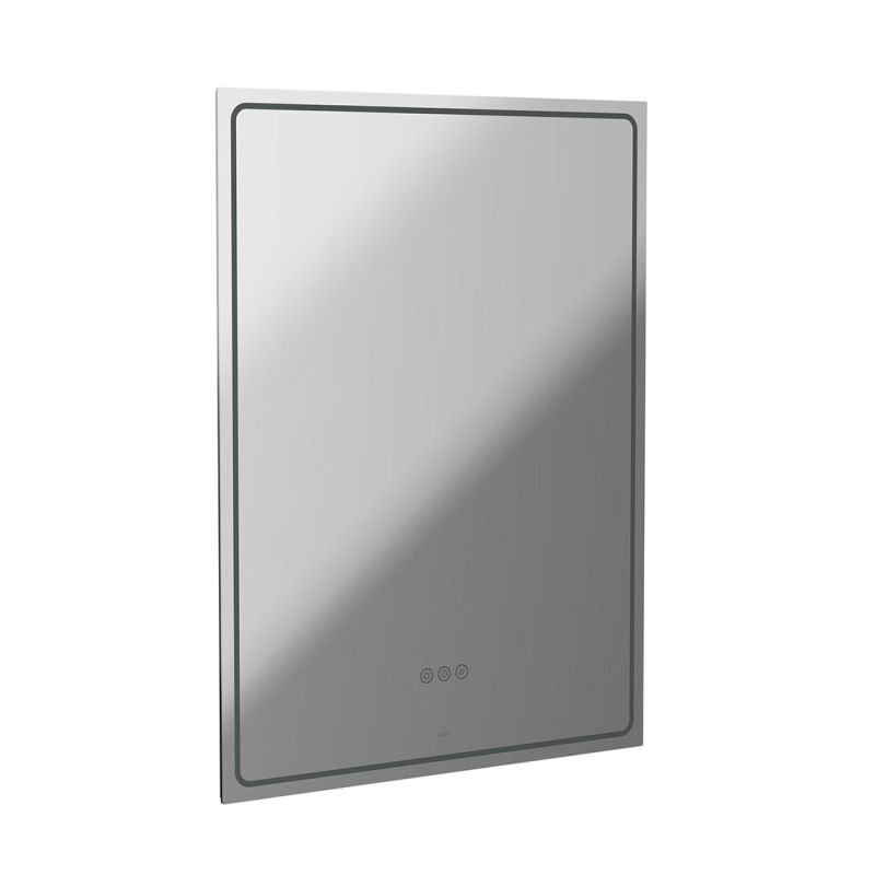 Groove by VADO 600mm x 800mm rectangle landscape frameless illuminated LED bathroom mirror with adjustable front and backlit lighting and demister.
