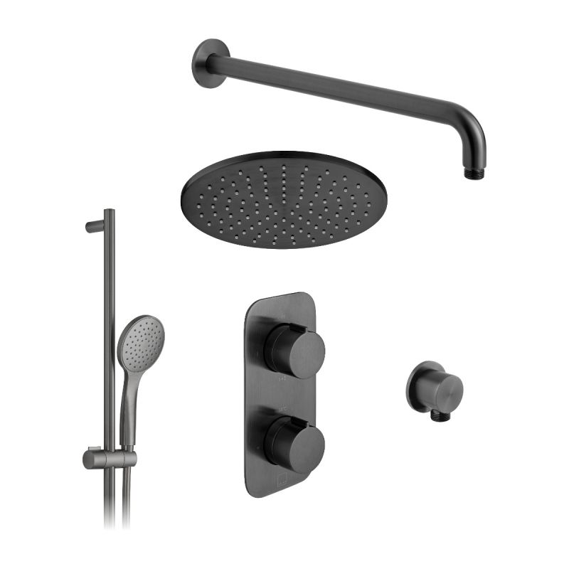 Tablet Altitude Concealed Thermostatic Showering Package with Single Function Slide Rail Kit, 2 Outlet