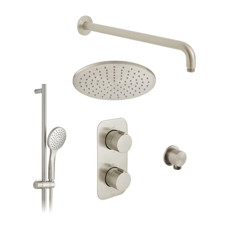 Tablet Altitude Concealed Thermostatic Showering Package with Single Function Slide Rail Kit, 2 Outlet